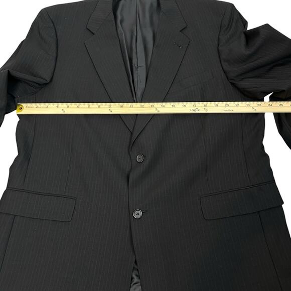 Hart Schaffner Marx Jacket Mens Size 46R Black PinStripe 2 Buttons Business - Picture 7 of 9